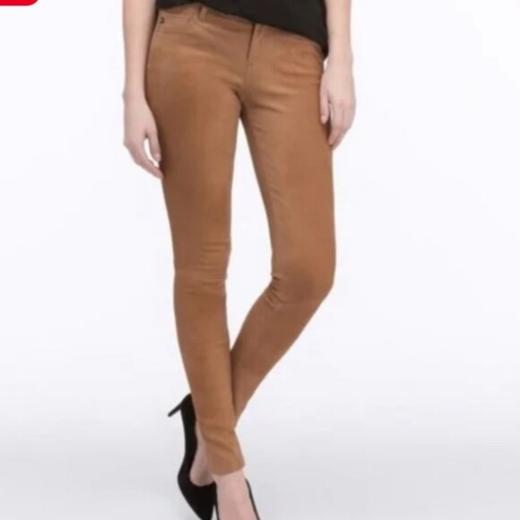 AG ADRIANO GOLDSCHMIED NWOT US 27 MED SUEDE LEATHER THE LEGGING SKINNY PANTS - Picture 2 of 8